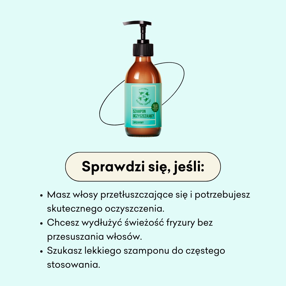 Szampon oczyszczający Chrzanowy sprawdzi się jeśli masz włosy przetłuszczające się i potrzebujesz skutecznego oczyszczenia.