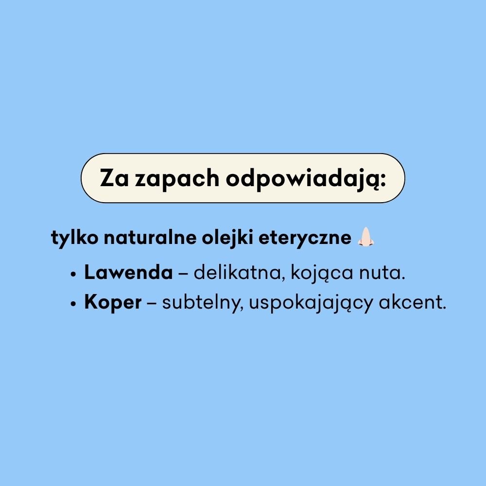 Mydło w płynie Bombelek za zapach odpowiadają wyłącznie naturalne olejki eteryczne: lawenda i koperek.