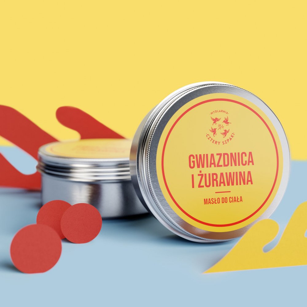 Body butter Starwort and Cranberry in a metal tin with a lid