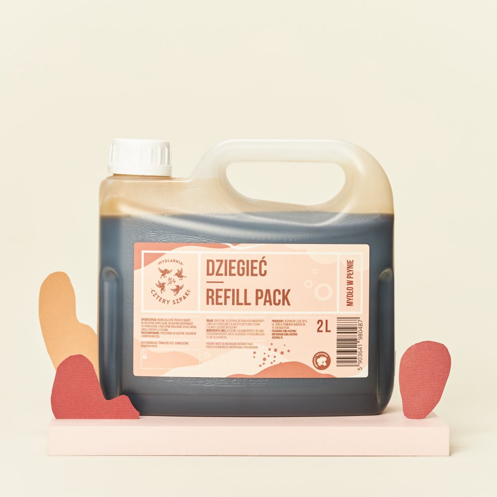 Naturalne mydło w płynie w dwulitrowym opakowaniu typu refill Dziegieć