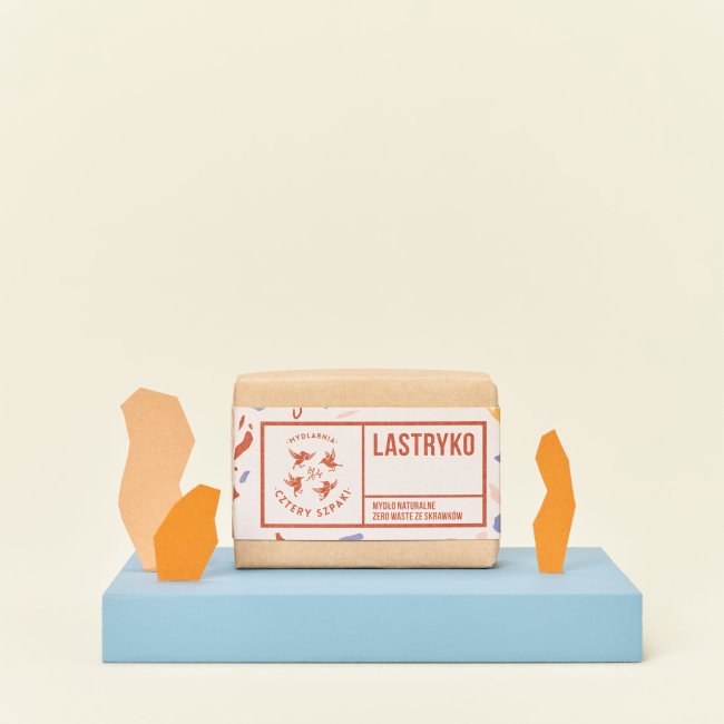 Mydło naturalne zero waste ze skrawk&oacute;w Lastryko w papierowym opakowaniu, 4 Szpaki